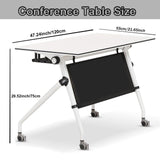 Folding Training Tables 8 Pack, Mobile Flip Top Meeting Desk with 4 Locking Wheels, for Office Conference Classroom 47.2”x21.65”x29.5”