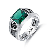 Oseew 2027 Men Graduation Class Senior High School Ring (White Gold)