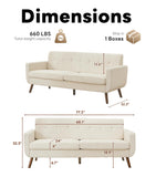 Tbfit 77.2" W Linen Sofa Couch, Mid Century Modern Decor Loveseat Couches for Living Room, Button Tufted Upholstered Small Couch for Bedroom, Solid, and Easy to Install Love Seats Furniture, Beige