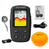 Portable Fish Finder, Handheld Wireless Sonar Transducer Fish Finder, Rechargeable Fish Finder for Fishing Kayak Fishing Boat, LCD Display of Water Depth & Temperature Fish Size Bottom Contour