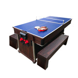 simba usa 4 in 1 - 7Ft Green Pool Table with Benches + Air Hockey + Tennis Table Tennis + Dinner Table Model Mattew, Green,White,Red