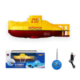 Tsiodot Mini RC Submarine Waterproof Remote Control Boat Underwater Diving Fish Tank Toy for Kids Birthday Gift（Yellow）