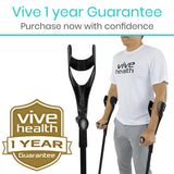 Vive Forearm Crutches (Pair) - Adjustable, Lightweight Arm Crutches Forearm for Adults - Ergonomic Arm Crutch Cuff and Comfortable Handles - Heavy Duty Crutches Non Slip Skid Replaceable Rubber Tips