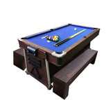 SIMBASHOPPING Pool Table 7 Foot Multigame Blue with Air Hockey, Table Tennis with Storage Benches – Bullet