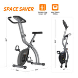 ATIVAFIT Folding Exercise Bike Foldable Fitness Indoor Stationary Bike Magnetic 3 in 1 Upright Recumbent Exercise Bike for Home Workout (Grey) ATIVAFIT
