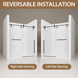 44-48" W x 76" H Glass Shower Door, Frameless Shower Door with 5/16" (8mm) Clear SGCC Tempered Glass, Explosion-Proof Film, Stainless Steel Hardware, Matte Black