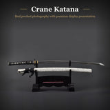 White Dancing Crane Katana, 1045 Steel Hand Forged Full Tang Sword