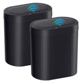 jinligogo 2 Pack 5 Gallon Bathroom Trash Can with Lid, Automatic Motion Sensor Black Trash Can