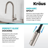 KRAUS Oletto Contemporary Pull-Down Single Handle Kitchen Faucet in Spot Free Stainless Steel, KPF-3104SFS