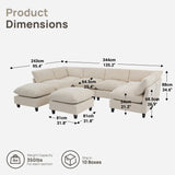 Iroomy Modular Sectional Sofa, Oversized Chenille Cloud Couch