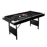 6FT Folding Pool Table for Adults & Famil, Portable Billiards Table Set with Full Accessories, Includes Balls, 2 Cue Sticks, Chalk, Felt Brush, for Home, Basement, Man Cave, Black