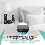 Philco Stereo Shelf Systems Compact CD Shelf System with Digital FM Stereo Radio, Bluetooth Wireless Technology, and Remote Control in Black | LCD Display | MP3 & AUX Port Compatible | USB Playback