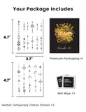 Actgan Semi Permanent Tattoos, 2 Sheets Realistic Temporary Tattoo for Women Fingers Hands, Lasts 1-2 Weeks Waterproof Non-Reflective Tattoo Stickers for Summer Party, Boho Tiny Sun Moon Star Snake