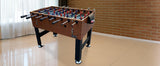 KICK Trilogy 55" 3-in-1 Multi Game Table (Brown) – Indoor Table Soccer, Foosball, Pool & Air Hockey Combo with Counterbalanced Men & Full Accessories