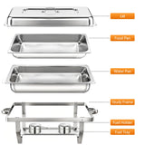 Jwevvie Chafing Dish Buffet Set, 8QT Stainless Steel Chafing Dishes for Buffet, Full Pan Chafing Dish, Buffet Servers and Warmers for Party, Wedding,Catering (5 PACK)