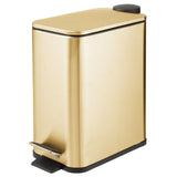 1.3 Gallon Rectangular Slim Metal Trash Can w/ Foot Pedal, Easy-Close Lid, Narrow Wastebasket
