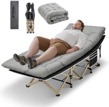 HABUTWAY Camping Cots for Adults with 600lbs Load Capacity, Folding Camping Cot with Mattress, Sleeping Cot for Adult with Carry Bags for Travel,Beach,Patio,Home Office,Nap Time(Grey)