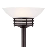 Possini Euro Design Light Blaster Modern Retro Torchiere Floor Lamp Standing 72.5" Tall Warm Bronze White Frosted Glass Bowl Shade Decor for Living Room Reading House Bedroom Home