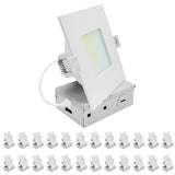 LUXRITE 4 Inch LED Recessed Light, ECO Backlit Mini Panel Spotlight, 5CCT 2700K-5000K, 1000 Lumens, High Output, 11 Watts, Dimmable, IC Rated, Wet Rated, ETL Listed, Energy Star, Sqaure (24 Pack)