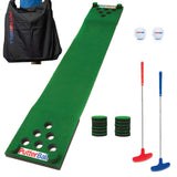 PutterBall Original Golf Putting Game Set – Backyard 12 ft Putting Green Pong Style Golf Mat with 2 Putters, 2 Balls & Hole Covers (Putterball w/Bag)
