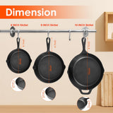 Suteck Cast Iron Skillets 3 piece set | 6", 8" & 10" Pre-Seasoned Cast Iron Pans with 3 Silicone Heat-Resistant Holders - Indoor and Outdoor Use