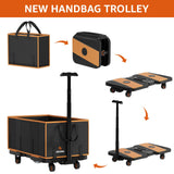 Collapsible Foldable Wagon Cart Heavy Duty, 3-in-1 Utility Dolly Wagons Carts with Wheels, Portable Folding Hand Truck with Removable Bag