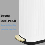 KSSKSS 2.6 Gallon Slim Bathroom Trash Can with Soft Close Lid, 10L Stainless Steel Garbage Can with Removable Liner Bucket, for Narrow Spaces, Bathroom, Bedroom (White)