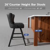 Ollega 26" Black Swivel Counter Height Bar Stools Set of 6, 18.9" Wide Seat