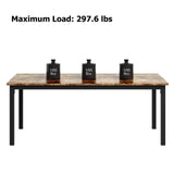 79 Inch Industrial Dining Table, Large Rectangle Kitchen Table with Metal Legs, Round Corners