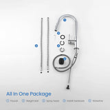 KIBI Circular Kitchen Faucet with Pull Down Sprayer | Single Handle High Arc Solid Brass Spout | Easy-to-Use Kitchen Sink Faucet with Dual Function | Chrome Finish, KKF2013