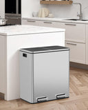 Dual Trash Can, 2 x 8 Gallon (2 x 30 L) Hands-Free Trash and Recycle Bin Combo
