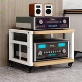 Heavy-Duty AV Stand with Adjustable Shelves - 2-Tier HiFi Rack for Living Room, Gaming Room & Music Studio - Versatile Storage Cabinet in Light Walnut Finish