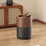LEASYLIFE 3.1 GAL Modern Metal Trash Can with Realistic Wood Texture,Built-in Bag Holder,Flip Lid,Small Bathroom Garbage Can for Bathroom,Home,Office,Living Room (3.1gal Swing lid)