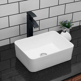 Kichae Vessel Sink Rectangular - 16"x12" Modern White Bathroom Sink Rectangle Above Counter Porcelain Ceramic Vessel Vanity Sink Art Basin