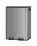 GarveeHome 2 x 8 gal Stainless Steel Double Trash Can with Lid for Kitchen, Large Dual Trash and Recycle Bin Combo, Matte Grey