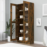 Rustic Oak Bookshelf with Doors - 186cm Tall Freestanding CD Storage Unit & Stylish Bookcase for Living Room & Home Office - Modern Sideboard Organizer