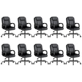 Keratee Executive Office Chair, Leather Desk Computer Chair with Armrests, Mid-Back Swivel Adjustable Ergonomic Design for Home Office, 10PC, Black