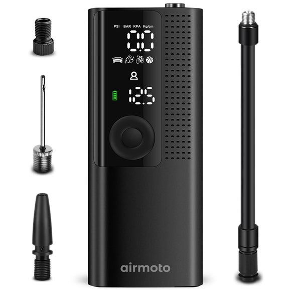Airmoto Tire Inflator Portable Air Compressor - Air Pump for Car Tires with Tire Pressure Gauge Airmoto