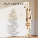Coat Rack Sturdy Wooden Coat Rack Stand, Adjustable Coat Tree, Free Standing Tree Hanger Pipishell