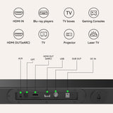 Miroir 3.1CH Dolby Atmos Soundbar for Smart TV, 390w Virtual Atomos Surround Sound & Wired Subwoofer, 4K HDR Passthrough, HDMI/eARC Home Theater System
