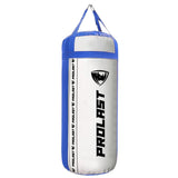 PROLAST 4 Ft 135 Lb XL Heavy Punching Boxing Bag for Adults, MMA, Martial Arts, Muay Thai, Kicking, Strength Training Equipment, Unfilled, New Edition Logo, White and Blue