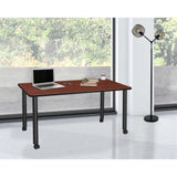 Scranton & Co Mobile Desk, 66 x 24 in, Cherry Laminate Top, Black Tubular Steel Legs, Locking Casters, 1 in Thick Durable Melamine Surface, Rolling Computer Desk for Home Office, Classroom, or