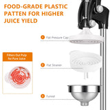 TONGCHANT XXL Cast Iron Juicer Hand-Press for Orange Lemon Lime Pomegranate Grapefruit Citrus with Dual Pattern & Stainless Steel Cup, Heavy-Duty Manual Juicer for Large fruits, Black