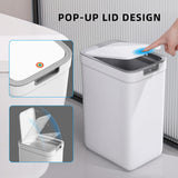 MOPALL 2 Pack Bathroom Trash Can with Lid, 3.6Gal + 2.4Gal Garbage Can with Pop-Up Lid, Small Trash Can Dog Proof, Slim Trash Bin Waste Basket for Toilet, Office, Bedroom, Living Room