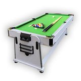 7ft Pool Table Air Hockey 3 in 1 Pool Table White with Green Felt - Emerald