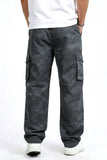 GINGTTO Camo Pants Men Cargo Wide Leg Fashion Streetwear Drawstring Stretch 36