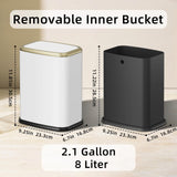 8L/2.1 Gallon Small Bathroom Trash Can with Lid, Swing-Top Rectangular Waste Bin