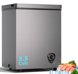 3.5 Cu.Ft Small Chest Freezer, Mini Deep Freezer with Removable Basket, Adjustable Temperature, Free Standing Top Open Door Energy Efficient Compact Freezer for Apartment, Home, Office, Garager，Gray