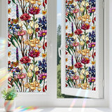 Aomkmi 2-Pack Flower Privacy Window Film, Stained Glass Window Film Static Cling UV Blocking Removable, Renter-Friendly, for Bathroom & Kitchen, 2 Rolls of 17" x 78.7"