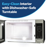 GE Countertop Microwave Oven, 1,150-watt Capacity, 1.6 Cubic Ft., 8 Auto Setting Cooking Settings, Child-Lock Technology, Kitchen Essentials for the Countertop, Dorm Room or Apartment, Stainless Steel